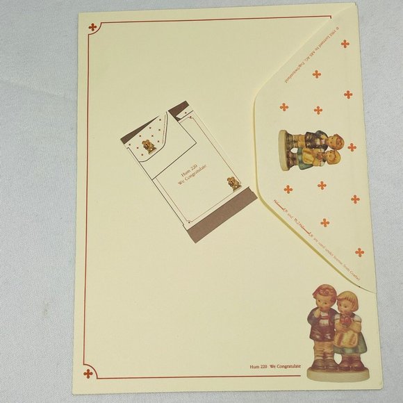 Vintage 1992 Hummel Stationary #220 We Congratulate 3 Sheets & 1 Envelope Unused - Picture 7 of 11